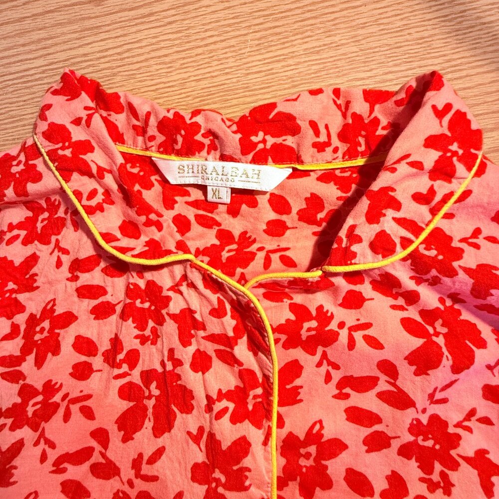 Shiraleah Noelle Pink Red Pajamas Womens Size XL 100% Cotton Floral Cottagecore - Picture 3 of 11